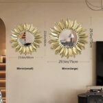 24" Gold Sunburst Decorative Wall Mirror – Handmade Flower Design, Luxury Round Accent Mirror Boho Wall Decor for Bedroom,Entryway, Dining Room & Kitchen - Image 4