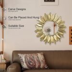 24" Gold Sunburst Decorative Wall Mirror – Handmade Flower Design, Luxury Round Accent Mirror Boho Wall Decor for Bedroom,Entryway, Dining Room & Kitchen - Image 5