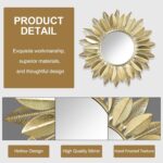 24" Gold Sunburst Decorative Wall Mirror – Handmade Flower Design, Luxury Round Accent Mirror Boho Wall Decor for Bedroom,Entryway, Dining Room & Kitchen - Image 6