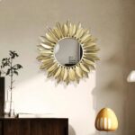 24" Gold Sunburst Decorative Wall Mirror – Handmade Flower Design, Luxury Round Accent Mirror Boho Wall Decor for Bedroom,Entryway, Dining Room & Kitchen - Image 7