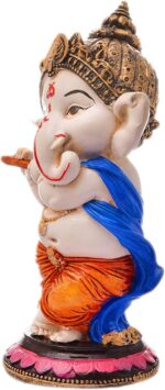 Handcrafted Resine Little Ganesh Sculpture | Showpiece for Home & Office Decor (Flute Ganesh) - Image 5