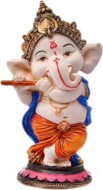 Handcrafted Resine Little Ganesh Sculpture | Showpiece for Home & Office Decor (Flute Ganesh) - Image 9