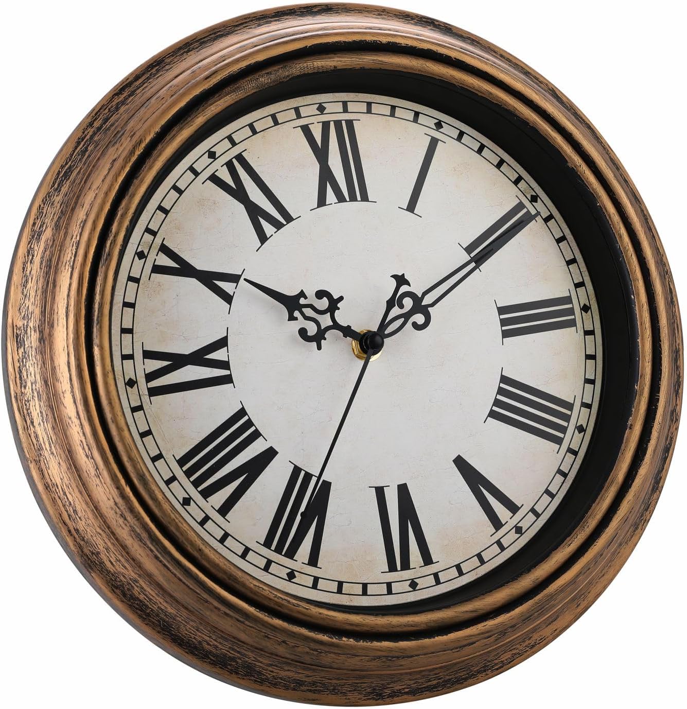 Plumeet Small Retro Wall Clock, 10'' Non Ticking Classic Silent Vintage Wall Clocks Decorative Kitchen Living Room Bedroom, Roman Numerals, Battery Operated - Image 5