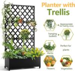 Metal Planter Box, Galvanized Raised Garden Bed with Wheels & Trellis - 72"x47" Planter Box for Climbing Plants, Vines, Flowers, Black - Image 3