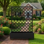 Metal Planter Box, Galvanized Raised Garden Bed with Wheels & Trellis - 72"x47" Planter Box for Climbing Plants, Vines, Flowers, Black - Image 6