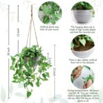 Hanging Plant Fake Plants with Pots, 2 Pack Artificial Plants, Faux Anthurium Leaf Basket for Wall Home Room Indoor Outdoor Decor - Image 3
