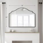 Besdomus Scalloped Arched Mirror for Mantel: 35"x26" Black Modern Wooden Wall Mirror - Minimalist Decorative Dresser Mirrors for Vanity/Bathroom/Bedroom/Fireplace/Living Room/Entryway - Image 5