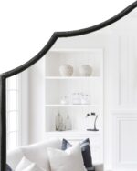 Besdomus Scalloped Arched Mirror for Mantel: 35"x26" Black Modern Wooden Wall Mirror - Minimalist Decorative Dresser Mirrors for Vanity/Bathroom/Bedroom/Fireplace/Living Room/Entryway - Image 6