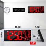 [Oversized] 18" Large Digital Wall Clock with Remote Control, Auto-Dimming Digital Clock Display with Date/Temp/Week, DST, Alarm, 5.9”Jumbo Numbers Large Digital Clock for All Spaces Use - Image 7