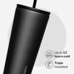 Corkcicle Cold Cup Insulated Tumbler with Straw - Keeps Drinks Cold for 12 Hours - Triple-Insulated Stainless Steel - Leak-Resistant Lid - Summer Drinkware Gift - 24 oz - Ceramic Slate - Image 4
