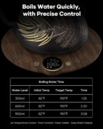 Cocinare Barista Collection Gooseneck Electric Kettle, ±1℉ Precise Temperature Control for Pour-Over Coffee & Tea, Quick Heating 1500W, Stainless Steel Interior, 0.9L (Rainforest) - Image 7