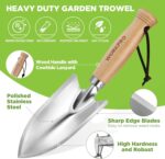 WORKPRO 11" Garden Hand Trowel, Heavy Duty Polished Stainless Steel Garden Shovels with Wood Handle, Small Gardening Hand Tools for Digging, Planting, Measure, Transplanting - Image 4