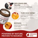 Beef Tallow for Skin - Whipped Tallow and Honey Balm - Grass Fed Beef Tallow for Face, Daily Moisturizer & Body Butter - Natural Non Comedogenic Skincare (4.3 oz) - Image 3