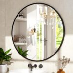 30 Inch Round Mirror - Circle Mirrors for Bathroom, Entryway and Living Room Wall Decor, Modern Hanging Vanity Mirror, Matte Black Circle Decorative Wall Mirror - Image 4