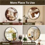 30 Inch Round Mirror - Circle Mirrors for Bathroom, Entryway and Living Room Wall Decor, Modern Hanging Vanity Mirror, Matte Black Circle Decorative Wall Mirror - Image 6