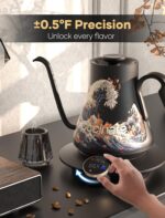Cocinare Artisan Collection Wave Gooseneck Electric Kettle, ±0.5℉ Precise Temperature Control for Pour-Over Coffee & Tea, Quick Heating 1500W, Stainless Steel Interior, 0.9L - Image 5