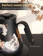 Cocinare Artisan Collection Wave Gooseneck Electric Kettle, ±0.5℉ Precise Temperature Control for Pour-Over Coffee & Tea, Quick Heating 1500W, Stainless Steel Interior, 0.9L - Image 10