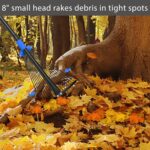 Adjustable Metal Leaf Rake Long Handle, Garden Rakes for Lawns Heavy Duty Leaves with Expandable Head 8-17", Yard Women Kids Rake for Gardening RV Camping - Image 4