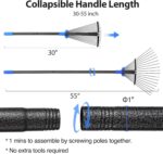 Adjustable Metal Leaf Rake Long Handle, Garden Rakes for Lawns Heavy Duty Leaves with Expandable Head 8-17", Yard Women Kids Rake for Gardening RV Camping - Image 6