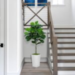 Fiddle Leaf Fig Tree Artificial 5FT - Faux Fiddle Leaf Fig Tree with White Tall Planter - Fake Ficus Lyrata Floor Plant Potted - Artificial Fig Tree for Home Office Living Room Decor Indoor - Image 4