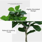Fiddle Leaf Fig Tree Artificial 5FT - Faux Fiddle Leaf Fig Tree with White Tall Planter - Fake Ficus Lyrata Floor Plant Potted - Artificial Fig Tree for Home Office Living Room Decor Indoor - Image 8
