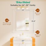 TokeShimi 24x36 Beveled Wall Mirror Decorative, Bathroom Vanity Mirrored with 1" Beveled Edge, Shatterproof Modern Frameless Mirror Bathroom Rectangle for Living Room, Entryway, Restroom - Image 9