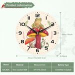 Wall Clocks,Frog 10 Inch Wall Clock,Mushroom Small Battery Operated Wall Clocks Decorative for Kitchen/Living Room/Bedroom/Bathroom/Dining Room - Image 3