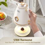 Hazel Quinn Retro Electric Kettle - 1.7 Liters / 57.5 Ounces Tea Kettle with Thermometer, All Stainless Steel, 1200 Watts Fast Boiling, BPA-free, Cordless, Automatic Shut Off - Pearl White - Image 7