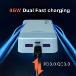 Power Bank, 20000mAh 45W Portable Charger, PD3.0 QC4.0 Fast Charging with LED Display, 2 USB-C, 2 USB-A, Battery Pack for iPhone 15 14 13 Series, MacBook, Galaxy, iPad, and More (Blue) - Image 3