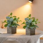 2 Pack Medium Fake Plants with 4 Inch Wooden Planters, 12" Tall Indoor Artificial Plants for Shelves, Desktop, Bedroom, Office Decor - Image 2