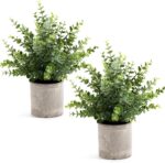 2 Pack Small Fake Plants 14" Eucalyptus Potted Artificial Plants for Shelf Desk Home Bathroom Farmhouse Room Coffee Table Decor (Sage Green-Large) - Image 2
