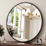 30 Inch Round Mirror - Circle Mirrors for Bathroom, Entryway and Living Room Wall Decor, Modern Hanging Vanity Mirror, Matte Black Circle Decorative Wall Mirror - Image 2