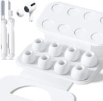 4 Pairs Replacement Ear Tips for AirPods Pro 2nd/1st Generation with Portable Storage Box & Cleaner Pen,Noise Reduction Holewith & Built-in dust Guard Screen,Silicone EarTips(White) - Image 2