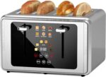 4 Slice Toaster, Touchscreen & Dual Independent Control Panel，5 Basic Functions & Digital Countdown Toasters, 6 Shade Settings＆6 Bread Types, Smart Bread Maker Mute/Screen-Off,Brushed steel - Image 2