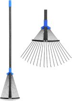 Adjustable Metal Leaf Rake Long Handle, Garden Rakes for Lawns Heavy Duty Leaves with Expandable Head 8-17", Yard Women Kids Rake for Gardening RV Camping - Image 2