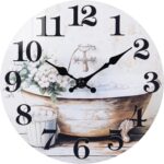 Bathroom Wall Clock Rustic Style Waterproof Glass Wall Clocks for Bathroom, Shower Wall Decor (8 Inch, Brown) - Image 2
