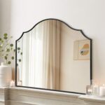 Besdomus Scalloped Arched Mirror for Mantel: 35"x26" Black Modern Wooden Wall Mirror - Minimalist Decorative Dresser Mirrors for Vanity/Bathroom/Bedroom/Fireplace/Living Room/Entryway - Image 2
