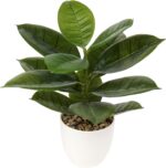 Briful 18'' Tall Artificial Plants Fake Fiddle Leaf Fig Houseplant Realistic Faux Indoor Plant in White Pot for Home Table Decor - Image 2