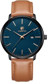 CHEETAH Minimalist Waterproof Quartz Watches for Men with Leather Strap, Auto Date - Image 2