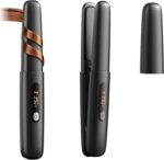 Cordless Hair Straightener Curler 2 in 1 Ceramic Flat Iron Mini Portable Fast Heating 30s 4500mAh Battery 4 Temp Adjustments LCD Display USB Rechargeable for Women Men with Pouch (Black) - Image 2