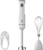 Cordless Hand Blender, UTALENT Variable Speed Immersion Blender handheld Rechargeable, with USB-C Charging Cable, Egg Whisk, for Smoothies, Milkshakes, Hummus and Soups – White - Image 2