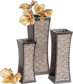 Creative Scents Dublin Brown Vases for Decor Centerpieces - Set of 3 Flower Vases Ideal Home Decor, Dining and Living Room Table Centerpiece, Table Decor, Bookshelf, Mantle and Entryway, Gift Boxed - Image 2