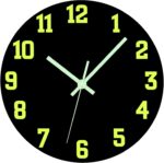 Glow in The Dark Wall Clock, 8 Inch Modern Silent Non Ticking Wall Clocks Battery Operated, Night Light Wall Clock for Living Room Decor, Wall Clocks Decorative for Kitchen Bedroom（Black） - Image 2