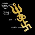 Imagine Stores Imagine Mart Brass Ashtdhatu Tri Shakti Trishul Om Swastika Yantra Spiritual Metal Wall Hanging Showpiece Ornament Hindu Religious/House/Office Protection From Evil Eye Effect - Image 2