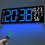 JoFomp 17.3" Large Digital Wall Clock, LED Digital Clock Large Display with Remote Control, Alarm Clock with Temp/DST/Dimmer/Humidity/Timer/Ambient Light - 12/24H, Alarm Wall Clock for Bedroom - Image 2