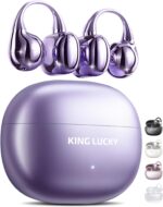 King Lucky Clip-On Earbuds Gen 3, Open-Ear Wireless Bluetooth 6.0 Headphones with Mic, Secure Fit for Small Ears & Glasses Wearers, 50H Playtime, ENC, IPX5 Waterproof Sport Ear Buds (Purple) - Image 2