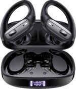 LEEMC Wireless Earbuds, Bluetooth Headphones 5.4, Ear Buds with Hooks for Sports, 80Hr Playtime Earphones, LED Display, IPX7 Waterproof Headset for Workout Running, Black - Image 2