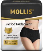 MOLLIS Disposable Period Underwear for Women, Postpartum Panties, Maternity Knickers Heavy Flow Leak Proof, Black, Large/X-Large, 8 Count - Image 2