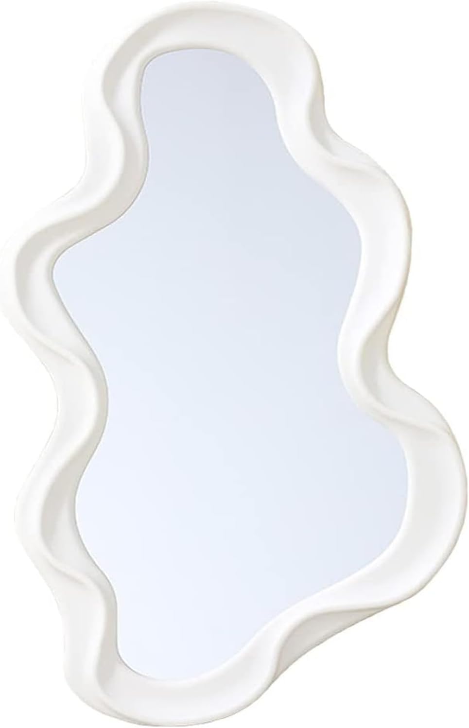 Mokoze Asymmetrical Wall-Mounted Mirror, Creative Unique Decorative Mirrors, Funky Wavy Mirror 16.14"x9.84" Irregular Border White Mirror for Bathroom Living Room Decoration - Image 2