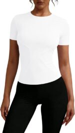 Rapbin Workout Tops for Women 1/2 Pack Fitted Short Sleeve Gym Yoga Athletic Shirts 2026 Quick Dry Crewneck Tees - Image 2